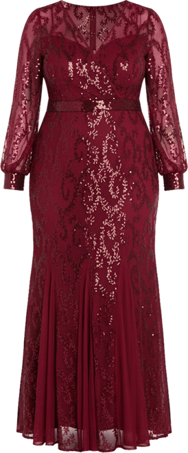 Plus Size Surplice Sequined Gown