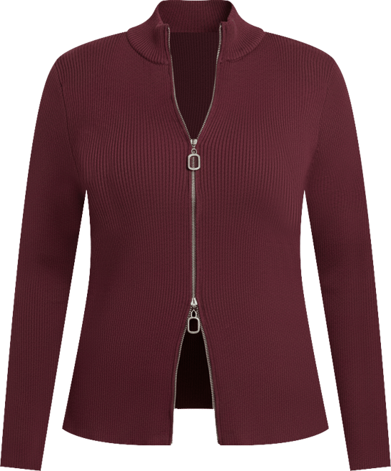Women's Plus Size Two Way Zipper Sweater