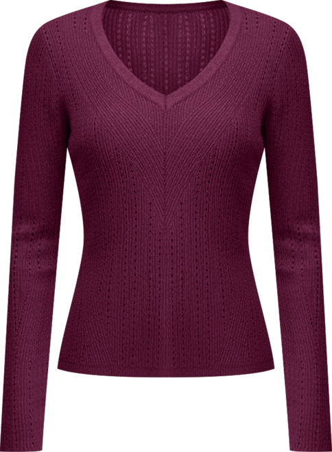 Women's Metallic-Knit V-Neck Sweater, Macy's Exclusive