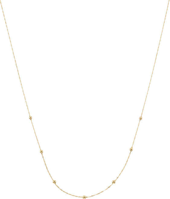Polished Bead Singapore Link 18" Chain Necklace in 10k Yellow Gold