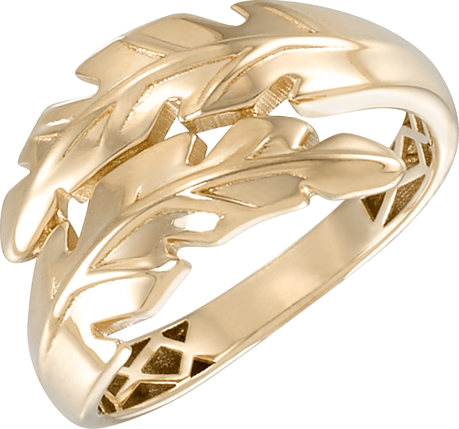 Polished Leaf-Inspired Bypass Statement Ring in 10k Gold