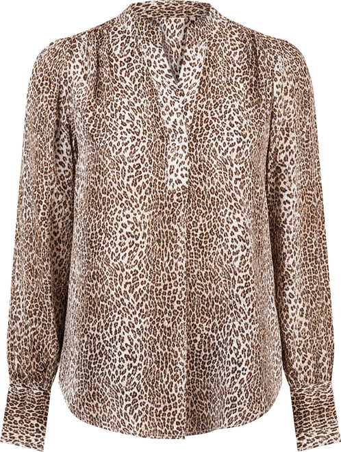 Women's Animal-Print Split-Neck Blouse