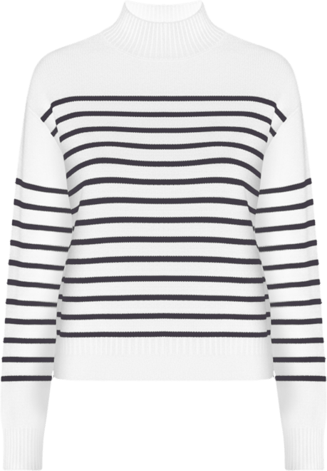 Women's Mock-Neck Stripe Long-Sleeve Sweater