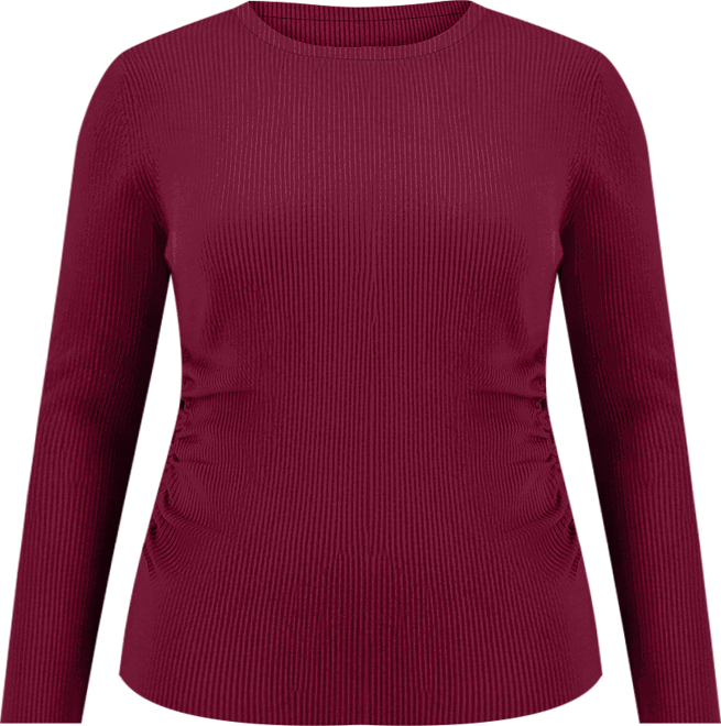 Trendy Plus Size Long Sleeve Ribbed Knit Top, Macy's Exclusive