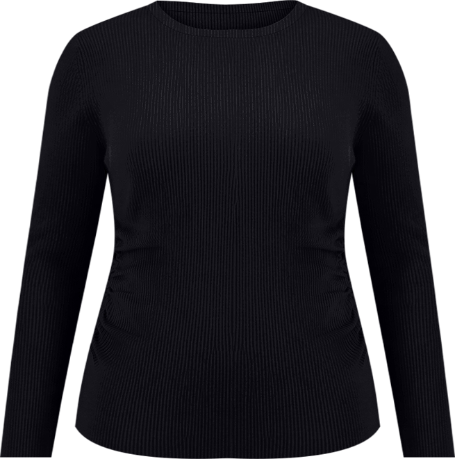 Trendy Plus Size Long Sleeve Ribbed Knit Top, Macy's Exclusive