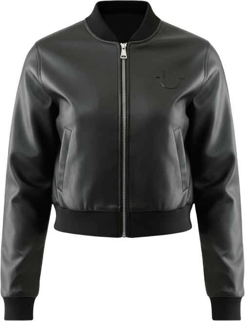 Women's Crop Polyurethane Bomber Jacket