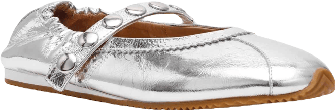 (取寄) スティーブマデン レディース アナヤ Steve Madden women Anaya Silver Leather Stud Steve Madden Anaya-St Studded Mary-Jane Ballet Flats - Macy's