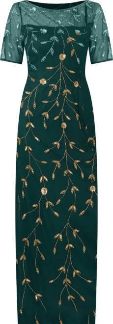 Women's Printed Bead Mesh Long Dress