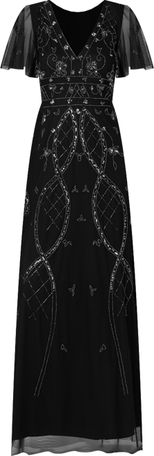 Women's Beaded Flutter Sleeve Dress