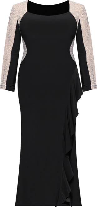 Plus Size Beaded Square Neck Maxi Dress