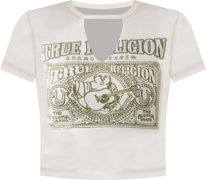 Women's Crystal Buddha Keyhole Baby T-Shirt