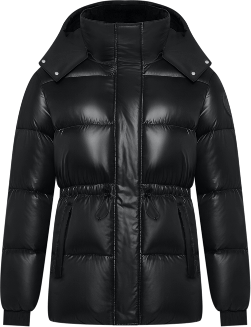 Women's Halo Puffer with Removable Hood and Faux Sherpa Bib
