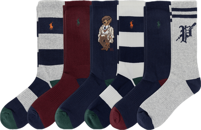 Men's 6-Pack Bear Crew Socks