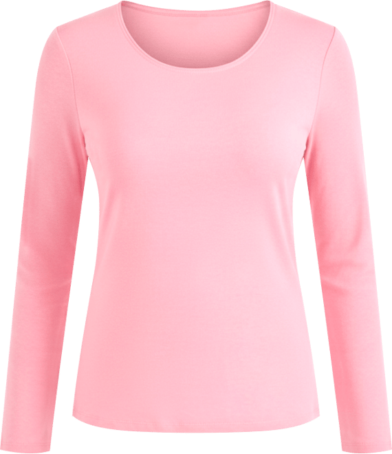 Petite Scoop-Neck Long-Sleeve Cotton Top, Created for Macy's