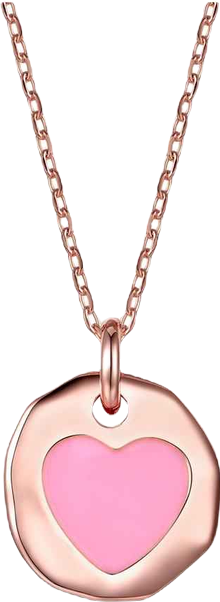 Children's with Colored Heart Enamel Medallion Pendant Necklace