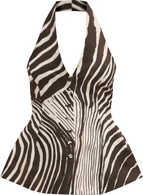 Women's Zebra-Print Linen Vest