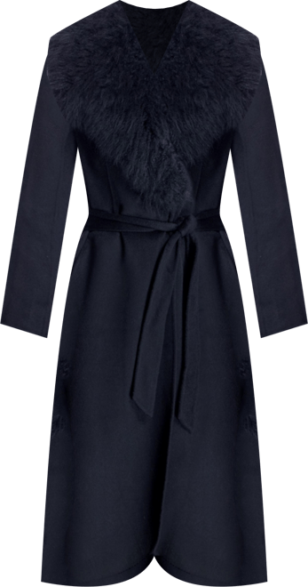 Women's Fur-Trimmed Wrap Coat