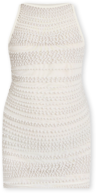 Women Iliana White Pearl Chain Embellished Midi Dress