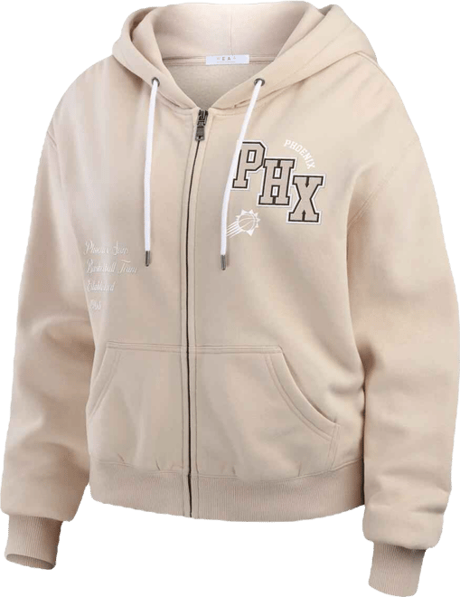 Women's Tan Phoenix Suns Tonal Felt Patch Full-Zip Hoodie