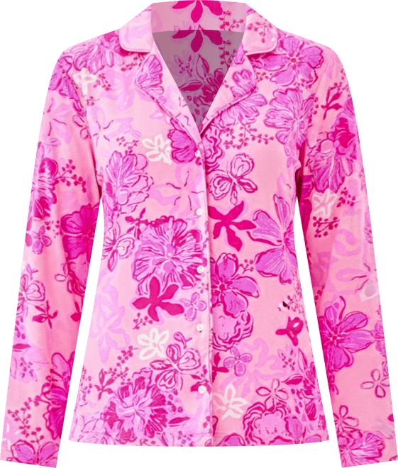 Pajama Knit Button-Up Top