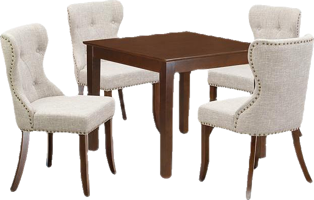 kitchen table set of 4 wonderful indoor dining chairs using Linen Fabric Doeskin color and a gorgeous Square kitchen table with Ma