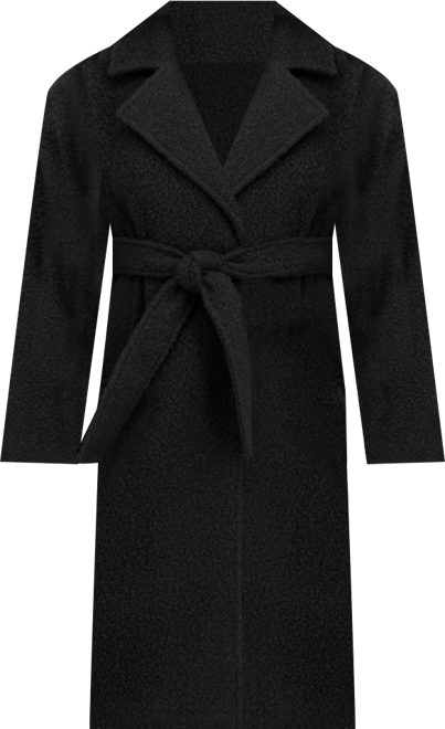 Women's Long Belted Boucle Wrap Coat