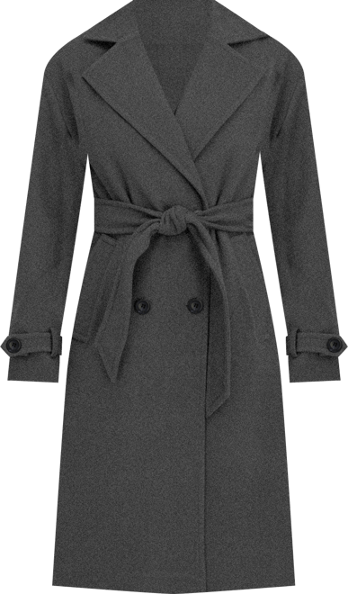 Women's Long Belted Oversized Double Breasted Faux Wool Coat