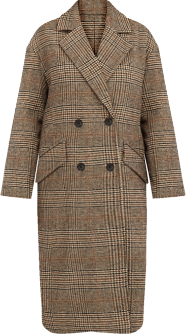 Women's Long Oversized Double Breasted Faux Wool Coat