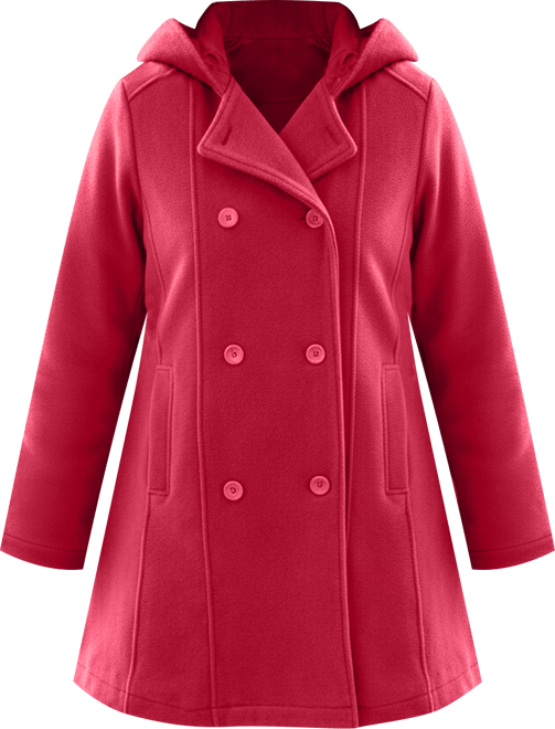 Women's Within Double-Breasted Hooded Fleece Peacoat