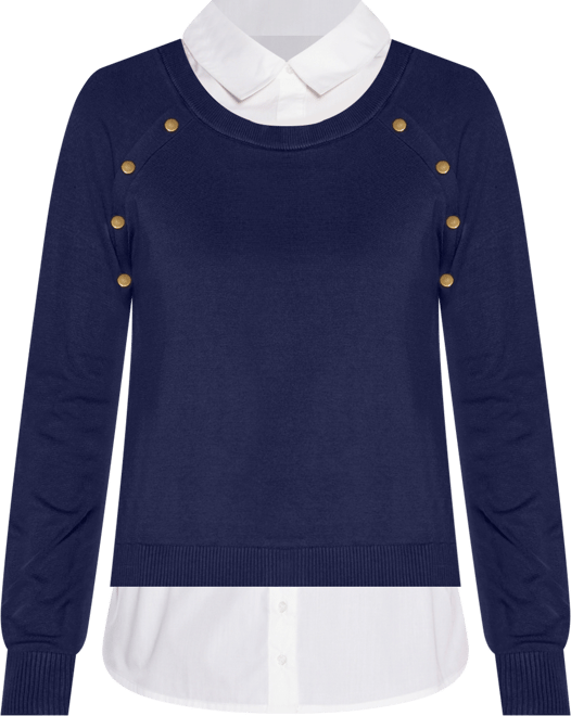 Women's Layered-Look Rivet-Trim Sweater