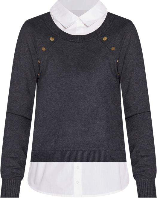 Women's Layered-Look Rivet-Trim Sweater