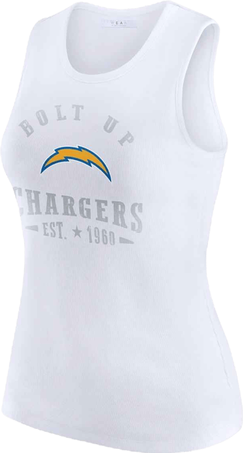 Women's White Los Angeles Chargers Ribbed Graphic Tank Top