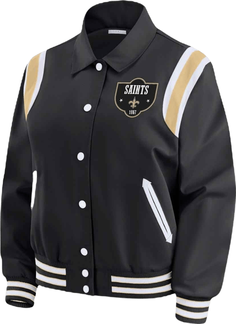 Women's Black New Orleans Saints Varsity Lightweight Full-Snap Jacket