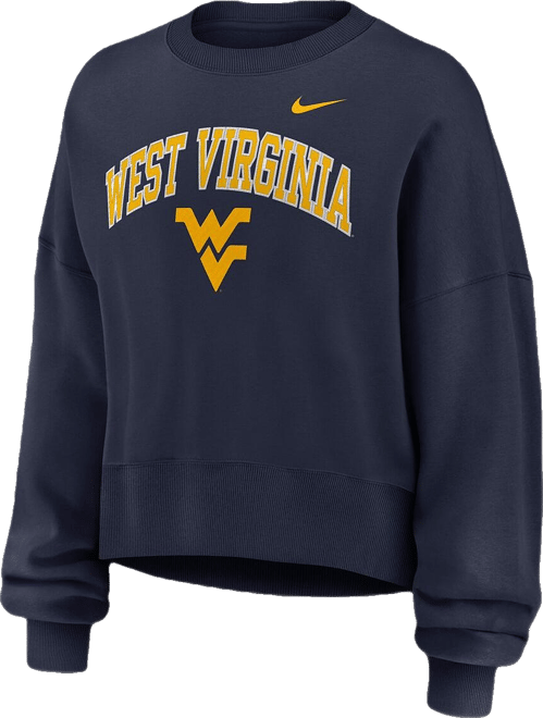 Women'sNavy West Virginia Mountaineers Oversized Phoenix Arch Pullover Sweatshirt