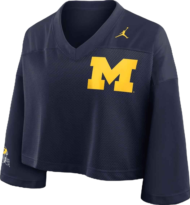 Women'sNavy Michigan Wolverines Cropped Mesh Dri-fit Fashion Jersey