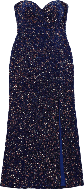 Royal Sequin Fitted Prom Dress