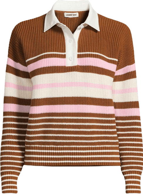 Women's Petite Drifter Rugby with Woven Collar Sweater