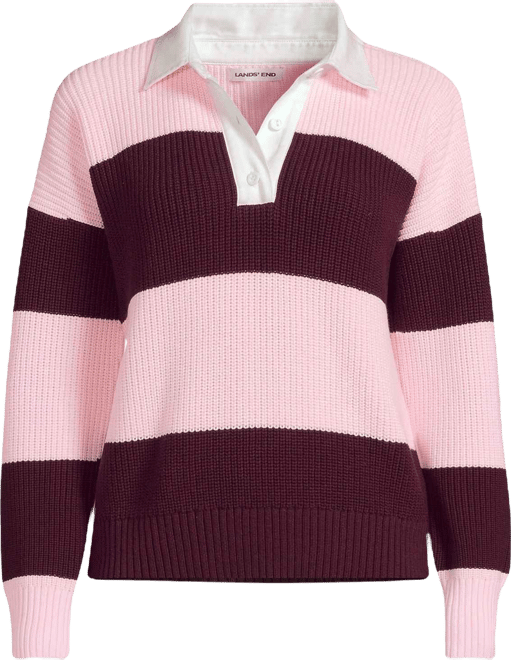 Women's Petite Drifter Rugby with Woven Collar Sweater