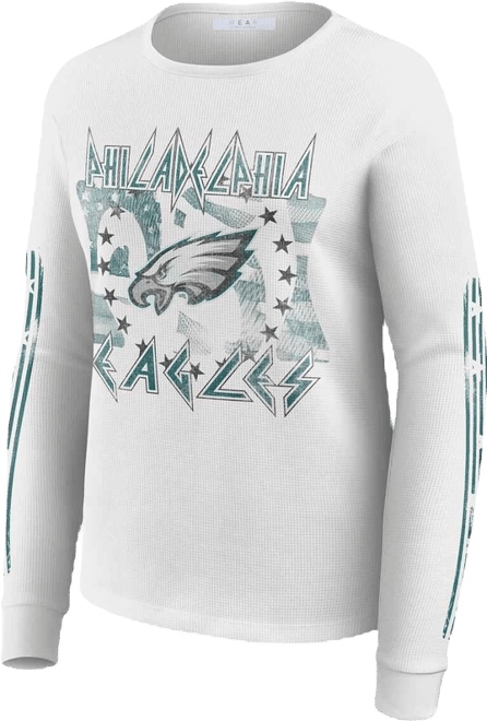 Women's White Philadelphia Eagles Graphic Waffle Long-Sleeve T-Shirt