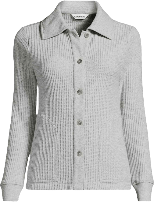 Women's Plus Size Long Sleeve Waffle Collared Shacket