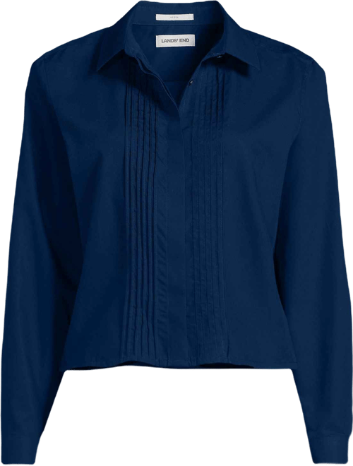 Women's Boxy Cropped No Iron Pintuck Shirt