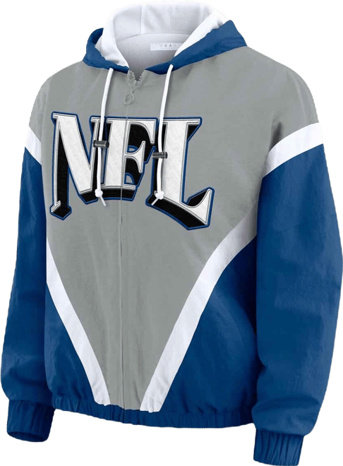 Women's Silver/Blue Shield Merchandise Retro Crinkle Full-Zip Hoodie Windbreaker Jacket