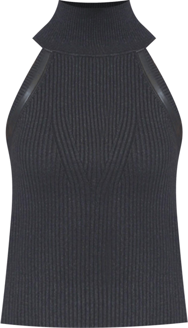 Women's Milan Leather Accent Sleeveless T-Neck