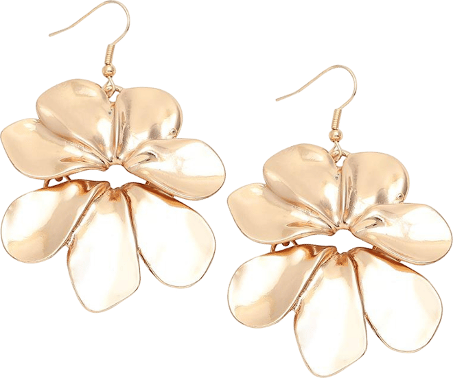 Women's Gold Metallic Flora Drop Earrings