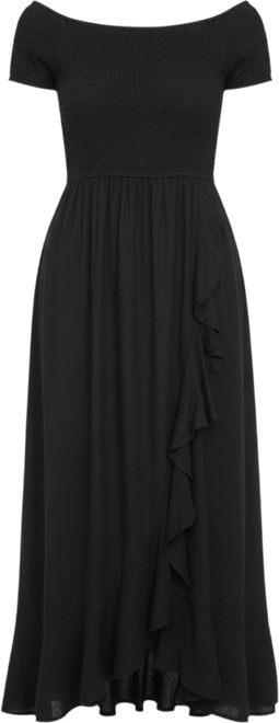 Women's Cap Sleeve Smocked Ruffle Dress