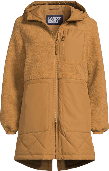 Women's High Pile Fleece Quilted Mixed Media Parka
