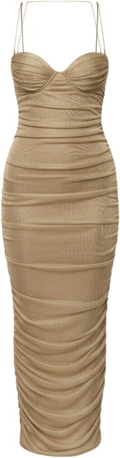 Women's Ruched Metallic Maxi Dress