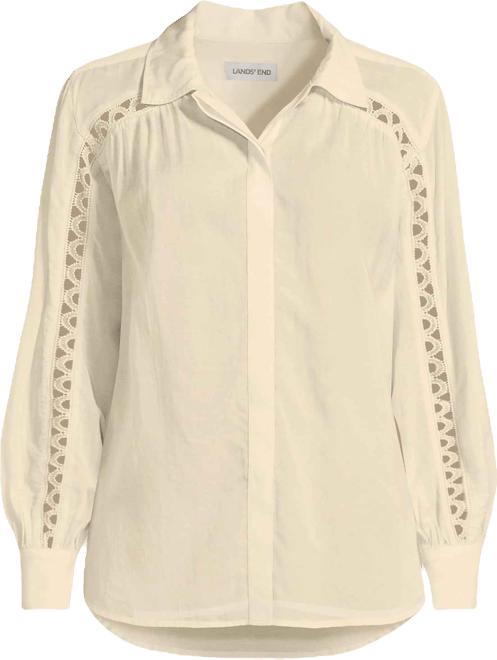 Women's Voile Shirred Trim Insert Shirt