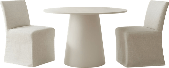 e 3-Piece Round Dining Set with 35 Inch Table and 2 Upholstered Chairs, Removable Slipcovers for Easy Cleaning and Dual Style