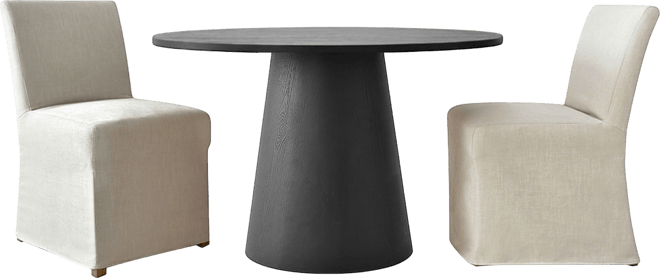 e 3-Piece Round Dining Set with 35 Inch Table and 2 Upholstered Chairs, Removable Slipcovers for Easy Cleaning and Dual Style